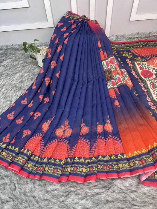 Semi Moslin Silk saree  TS-5056
