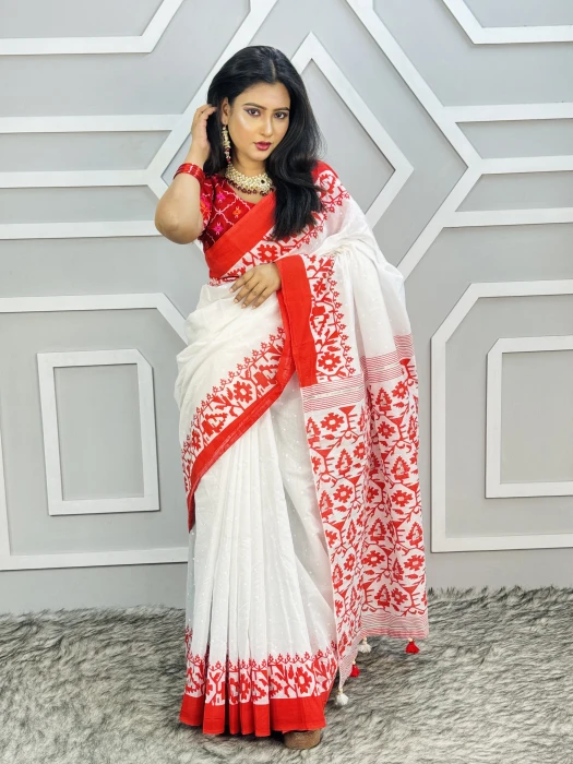 Halfsilk  Saree With  Blouse BS-8074