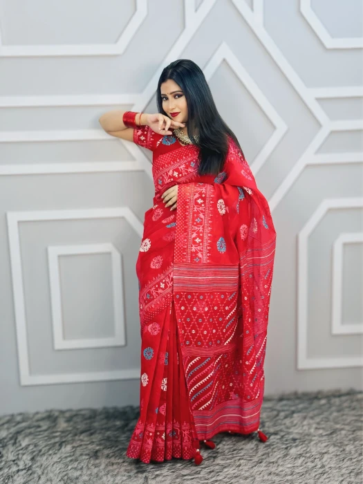 Halfsilk  Saree With  Blouse BS-8023