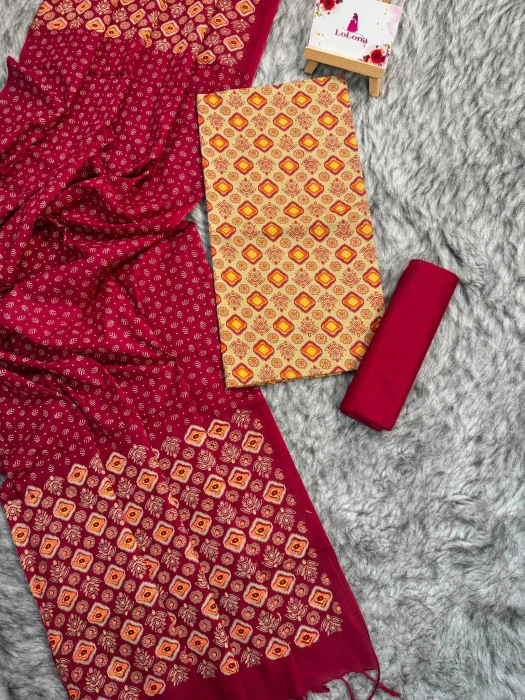 Primium Cotton unstiched threepis code-2421