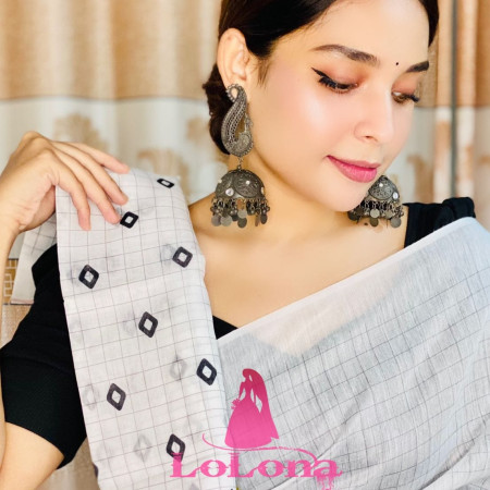 ব্লাউজ পিছ সহ ডিজিটাল প্রিন্ট শাড়ি কোড DP-6046