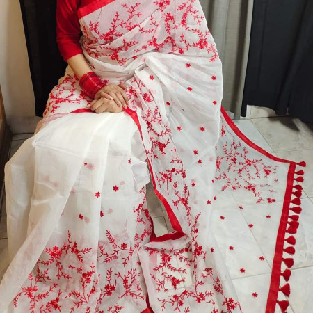 Halfsilk Embroidery Saree Em-111
