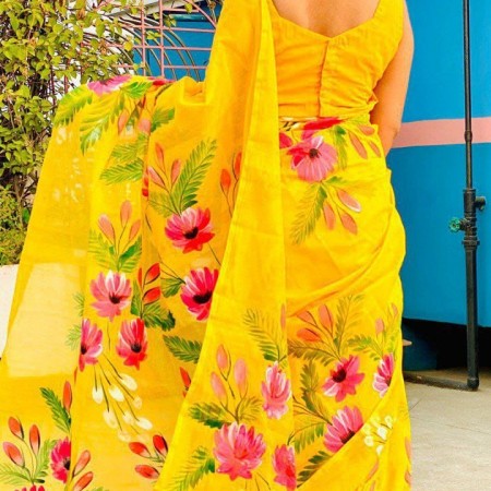 Halfsilk Handpaint Saree LR-1050