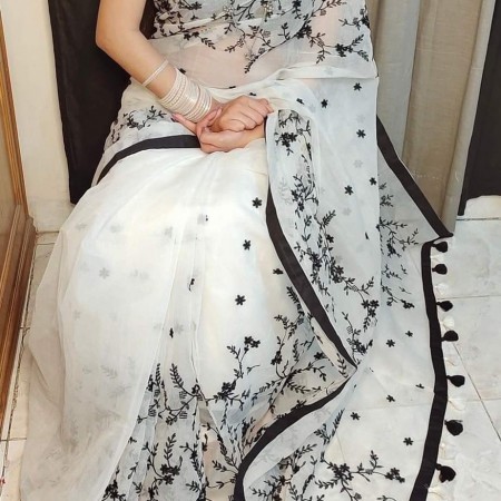 Halfsilk Embroidery Saree Em-115