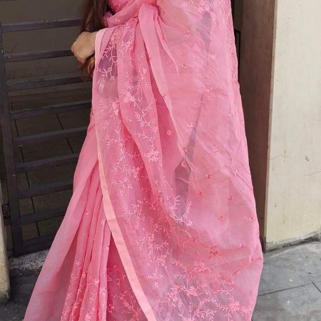 Halfsilk Embroidery Saree Em-114