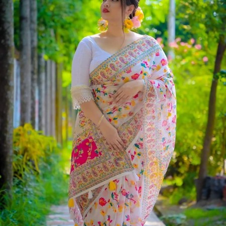 Halfsilk Saree With  Blouse 4303