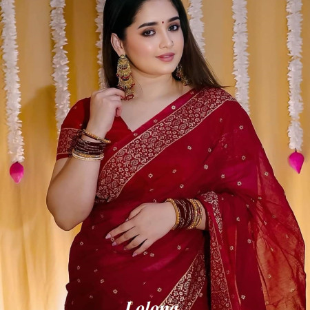 Halfsilk Saree With  Blouse DF-04310