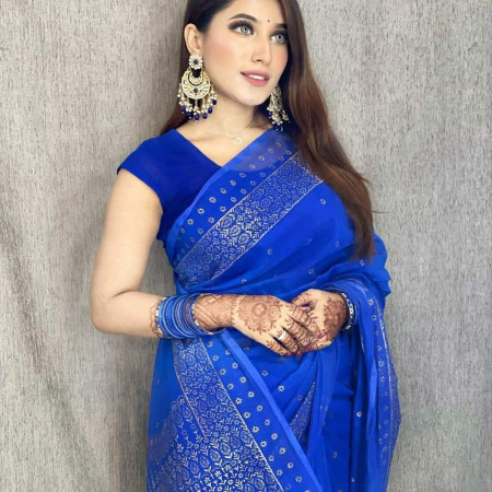 Halfsilk Saree With  Blouse DF-04306