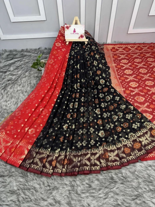 টেনসেল জরি জামদানী শাড়ি Code-Jm-4102