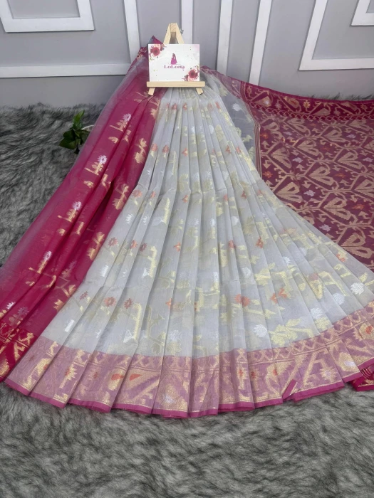টেনসেল জরি জামদানী শাড়ি Code-Jm-4104