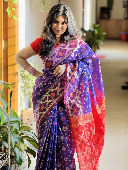 টেনসেল জরি জামদানী শাড়ি Code-Jm-4101