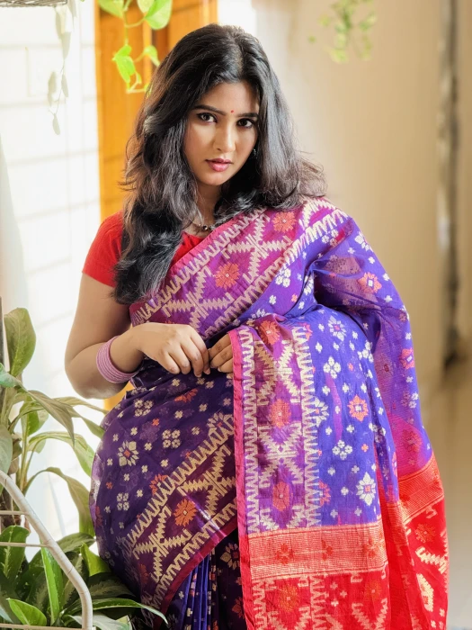 টেনসেল জরি জামদানী শাড়ি Code-Jm-4101