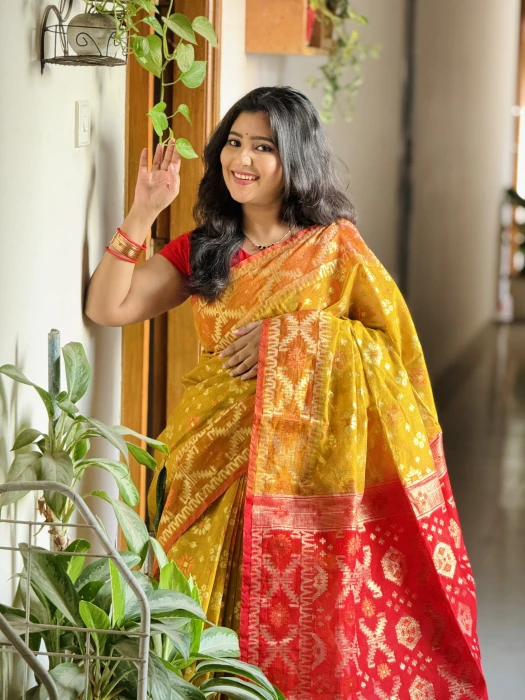 টেনসেল জরি জামদানী শাড়ি Code-Jm-4108