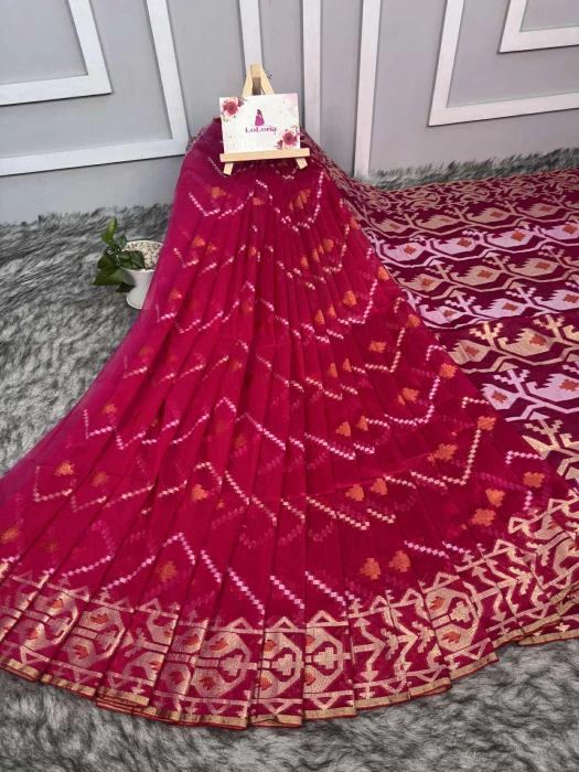 টেনসেল জরি জামদানী শাড়ি Code-Jm-4110