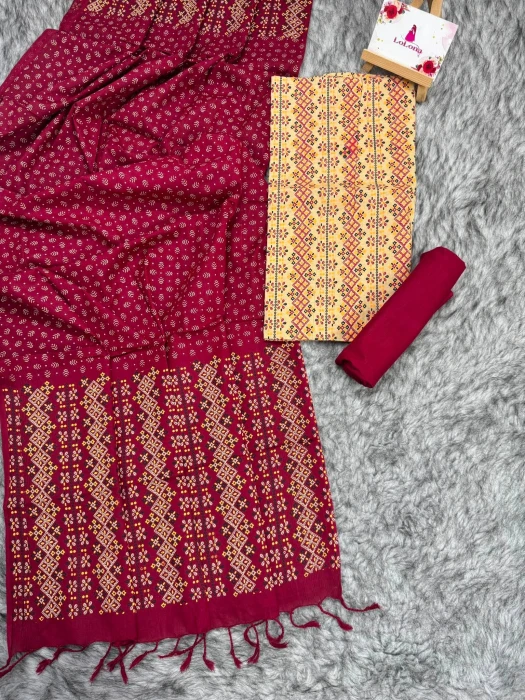 Primium Cotton unstiched threepis code-2417