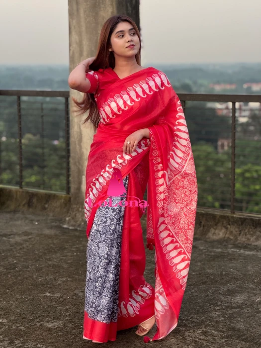 সেমি অর্গাঞ্জা সিল্ক শাড়ি TS-7217