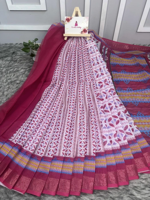 সেমি অর্গাঞ্জা কাতান পাড় সিল্ক শাড়ি TS-7226