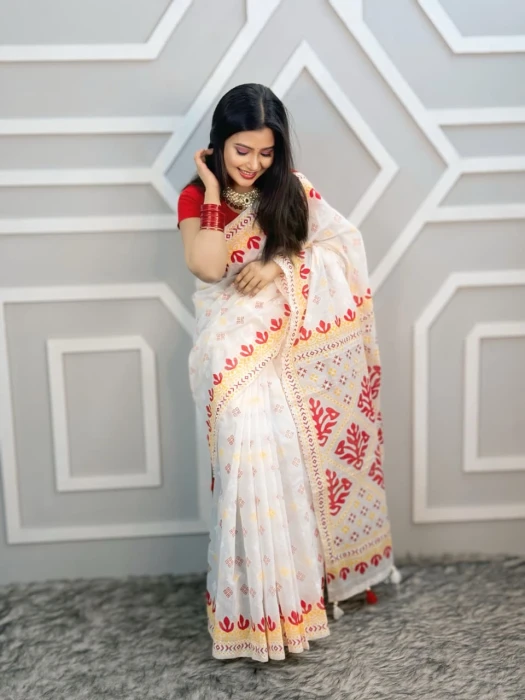 Halfsilk  Saree With  Blouse BS-8077