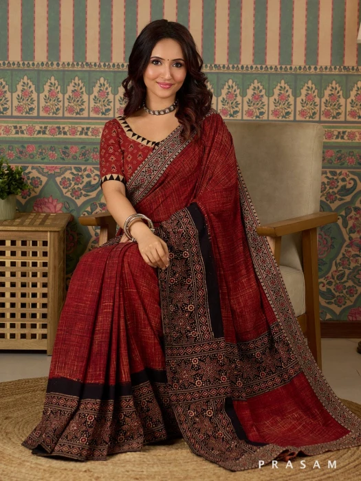 Blended Mixed Cotton Silk Saree TS - 7081
