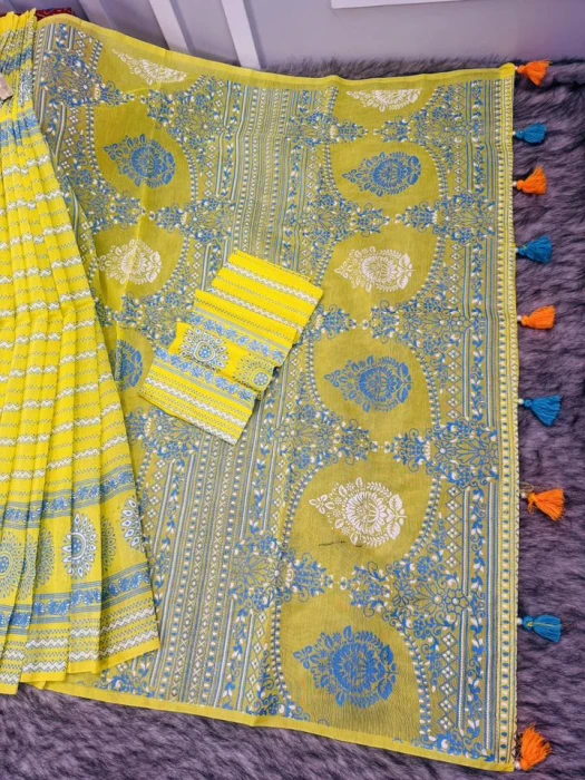 Halfsilk  Saree With  Blouse BS-8054