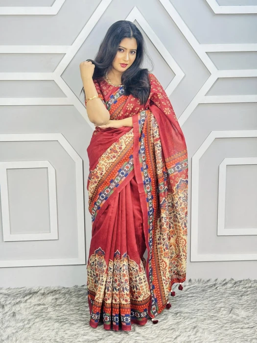 Semi Moslin Silk saree  TS-5055