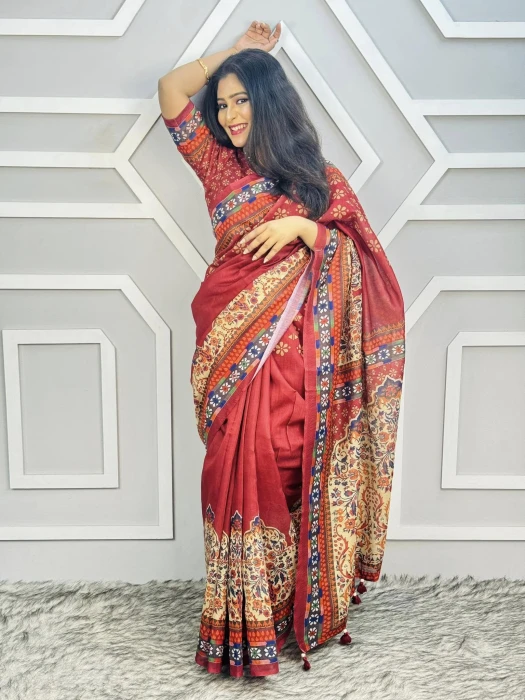 Semi Moslin Silk saree  TS-5055