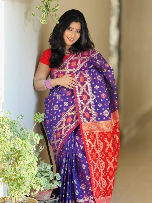 টেনসেল জরি জামদানী শাড়ি Code-Jm-4101