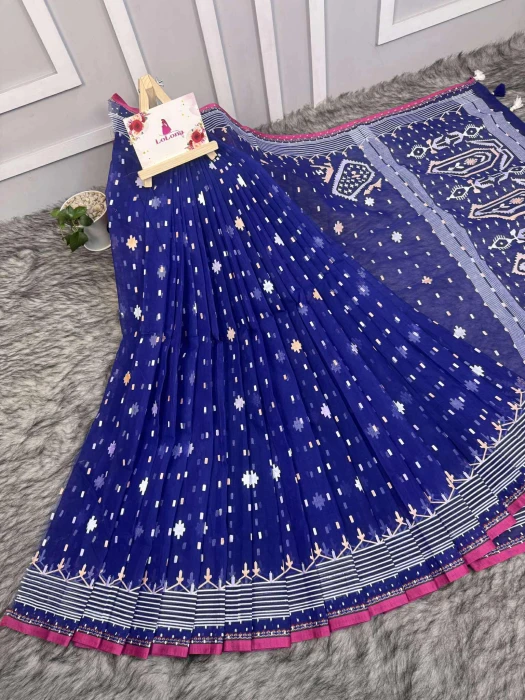 হাফসিল্ক এম্বোস প্রিন্ট শাড়ি RS-4020