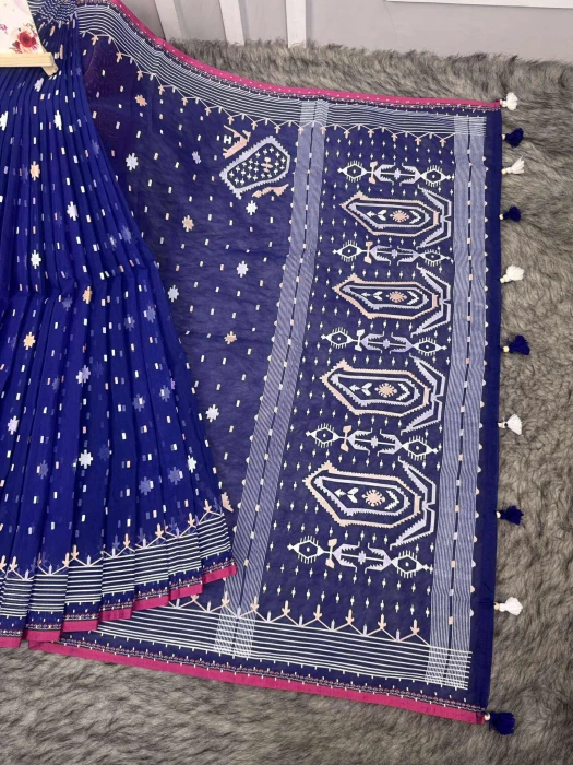 হাফসিল্ক এম্বোস প্রিন্ট শাড়ি RS-4020