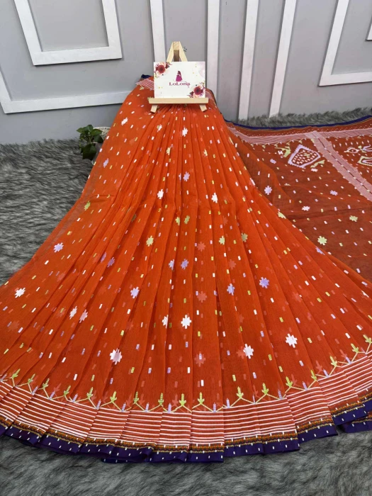 হাফসিল্ক এম্বোস প্রিন্ট শাড়ি RS-4021