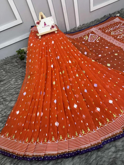 হাফসিল্ক এম্বোস প্রিন্ট শাড়ি RS-4021