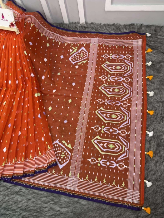 হাফসিল্ক এম্বোস প্রিন্ট শাড়ি RS-4021