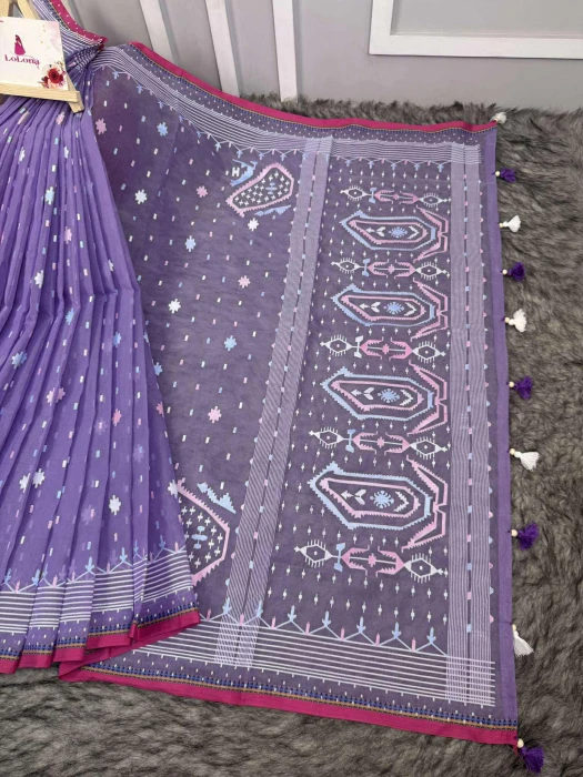 হাফসিল্ক এম্বোস প্রিন্ট শাড়ি RS-4022